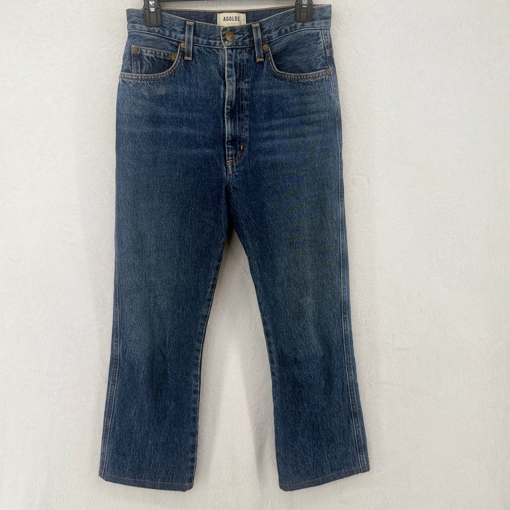 AGOLDE Pinch Waist High Rise Kick Jeans Womens 27 Blue Placebo Rigid *Altered